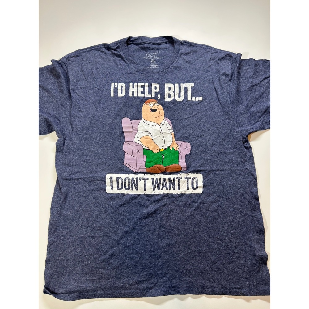 Family Guy T-Shirt Men's XL Blue I'd Help But I Don't Want To Graphic Tee